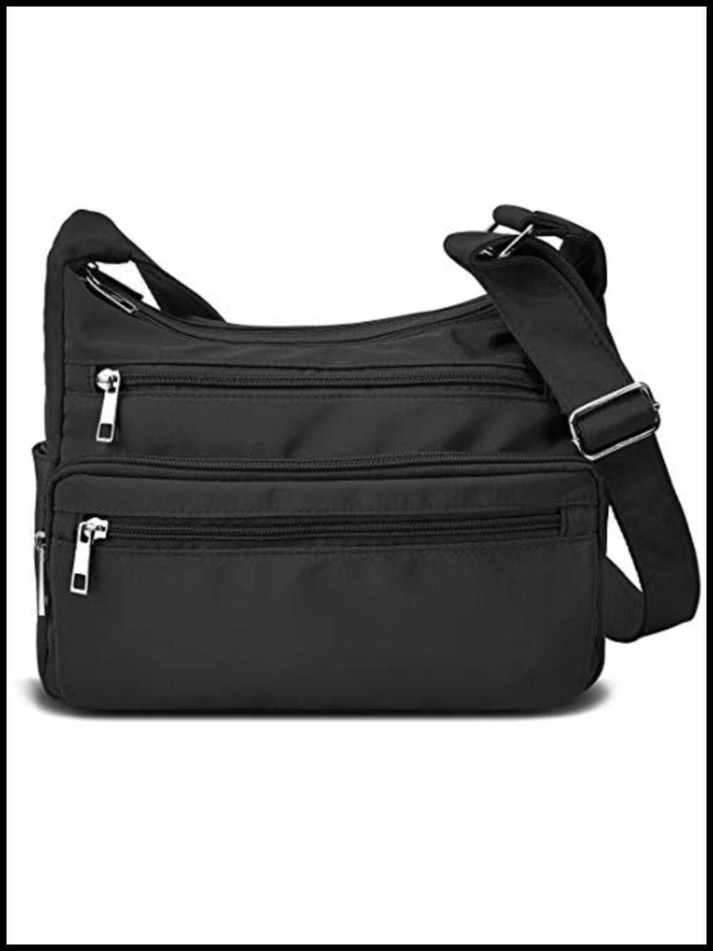 RFID Crossbody Bag Nylon Multi Pocket Travel Purse Adjustable Strap